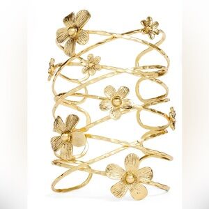 Gold Floral Women's Bracelet Large Maxi Flower Cuff
 Never Worn